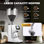 64mm Commercial Electric Coffee Grinder, SS Flat Burr Touchscreen, White - Image 4