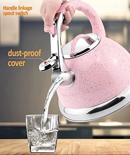 Stove Top Kettle Tea Kettle Stove Top Whistling Kettle 304 Stainless Steel Teakettle Teapot Ergonomic Handle Stovetop Hot Kettle Teapot (Roze) - Image 5