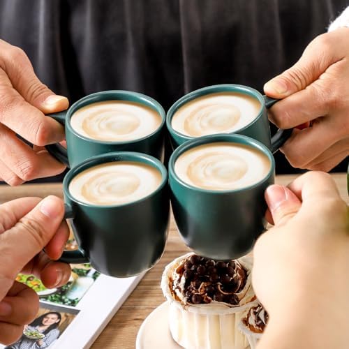Hasense Stackable Porcelain Mini Espresso Cups and Saucers Set of 6, 4 OZ Ceramic Small Demitasse Espresso Shots Cups with Lids for Nespresso Lungo, Latte, Cafe Mocha and Tea, Green - Image 3