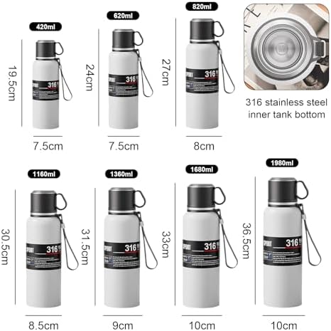 Double wall vacuum Leakproof stainless steel wide mouth insulated water bottle;tea tumbler with infuser,cup,lid;smart thermoses hot coffee;thermal flask ice drinks with led digital temperature display - Image 3