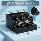 Wooden Coffee Station Organizer with Drawer, 5 Compartment Snack Organizer for Countertop, Coffee Bar Organizer for K-Cups, Tea Bags, Condiments & Office Pantry Storage - Image 3