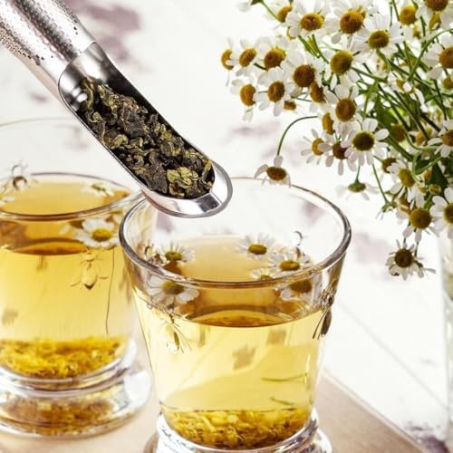 Stainless Steel Tea Diffuser with Hook, Extra Fine Mesh Tea Strainer for Loose Leaf Tea, Reusable Pipe Tea Infuser and Steeper for Cups, Coffee, Herbs, Spices, Seasonings, 1 Piece - Image 4