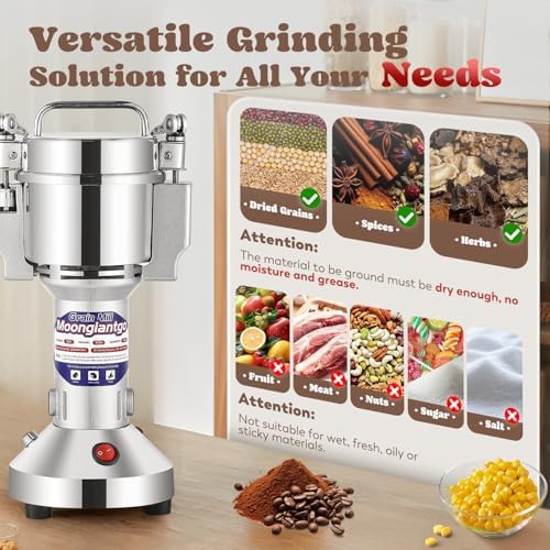 Moongiantgo Grain Mill Grinder Electric, 150g Upright, 110V - Image 2