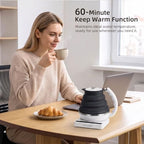 Food Grade Silicone Electric Travel Kettle with Temperature Control, 0. 55L (Black) - Image 5