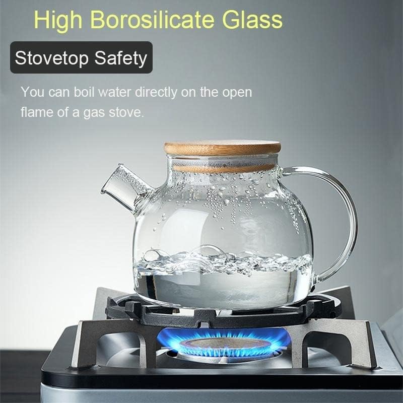 Tea Pot 1L/1.6L Large Capacity Heat-resistant Glass Teapot Flower Teapot Transparent Glass Juice Container Large Teapot Teapot for Infuser (Color : 1000ML) - Image 4