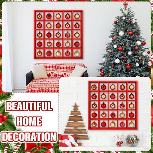 Cinnvoice Christmas Ornament Displays Rack, Red, 25 Compartment - Image 4