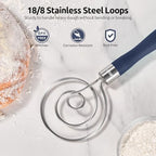 U-Taste 18/8 Stainless Steel 3.35in Medium Fine Mesh Strainer and 12.6in Stainless Steel Danish Dough Whisk (Midnight Blue) - Image 7