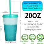Color Changing Cups, 5 Pack 24oz Plastic Tumblers, Reusable Iced Coffee & Smoothie Cups with Lids and Straws for Parties and Travel (Bright, 24 Pcak) - Image 2