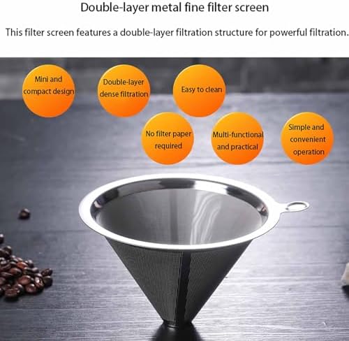 Pour Over Coffee Maker with Stainless Steel Filter, 13.5 OZ Glass Carafe Drip Coffee Maker – Reusable & Portable for Home, Office, Camping 400ML - Image 4