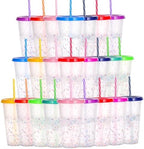 Color Changing Cups, 24 Pack 24oz Plastic Tumblers, Reusable Iced Coffee & Smoothie Cups with Lids and Straws for Parties and Travel (Rainbow, 24 Pcak) by Alohastarttg