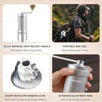Manual Coffee Grinder,Multiple Grinding Settings,Espresso Grinder With Sharp Hexagonal Mill Core & Walnut Handle,Portable Mini Coffee Grinder for Office Travel Camping - Image 3
