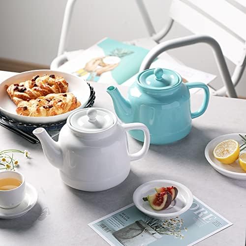 Sweejar 35 oz Porcelain Tea Pot, Teapot with Removable 18/8 Stainless Steel Infuser, Microwave & Dishwasher Safe Tea Maker, Tea Infuser Pots for Blooming loose Leaf Tea,Chrismas Women Gift(White) - Image 5