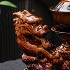 Ceramic Teapot with Infuser Chinese Gongfu Tea Set with 8 Cups, Semi Automatic Dragon Design for Loose Leaf Tea - Image 2