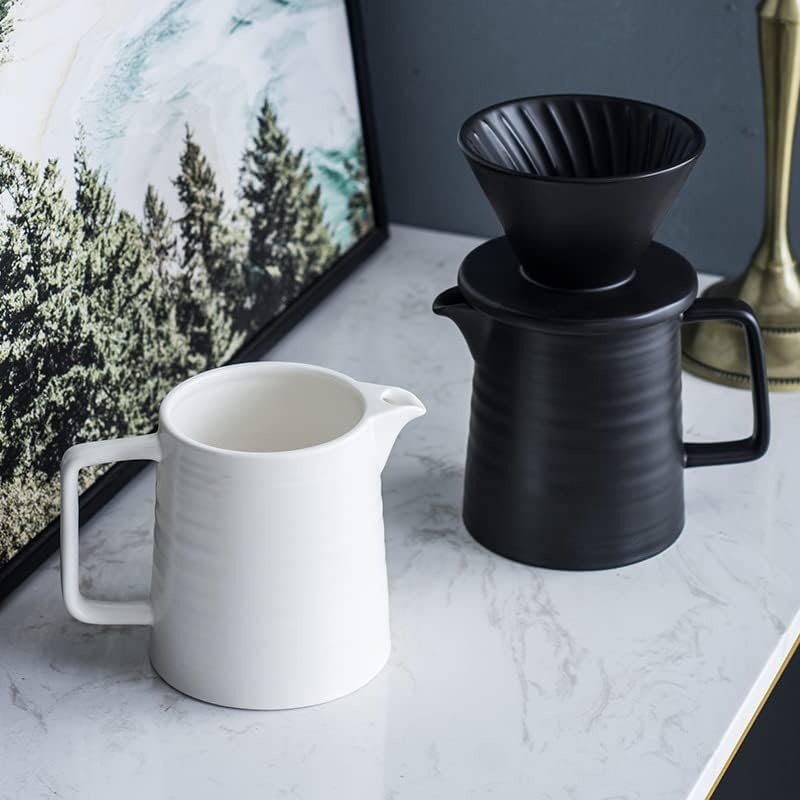 Coffee Press Ceramic Dripper 1-2 Cups Drip Filter Pot Pour Over Coffee Maker with Separate Stand for Filte 500ml Pots (500ml White Pot) - Image 2