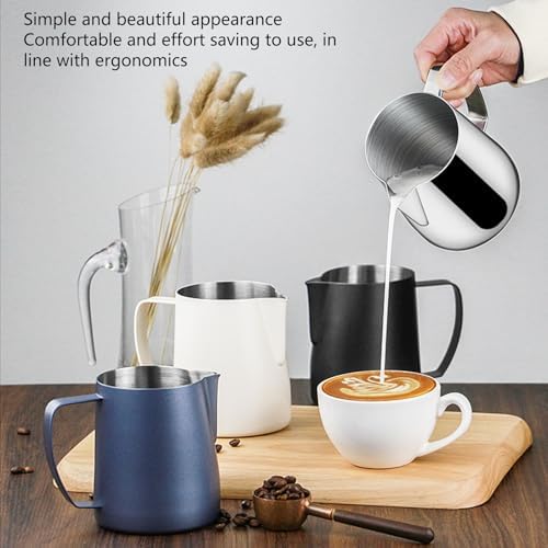 450 ml Milk Frothing Pitcher, Stainless Steel Milk Coffee Frother Cup, Kitchen Milk Frother Steamer Cup for Coffee Enthusiasts (Black) - Image 2