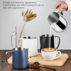 450 ml Milk Frothing Pitcher, Stainless Steel Milk Coffee Frother Cup, Kitchen Milk Frother Steamer Cup for Coffee Enthusiasts (Black) - Image 2