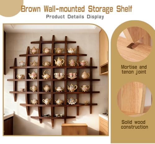 47.2"x47.2"Solid Wood Coffee Mug Display Rack,Tea Cup Holder,for Cups - Image 3