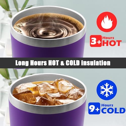 20oz Tumbler Insulated Coffee Tumblers with Lid Stainless Steel Purple 4P - Image 5
