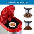 Kenmore Single Serve Coffee Maker – 6–12 Oz Brew Sizes, Compatible with Keurig K‑Cup Pods & Ground Coffee, One Cup Brewer, Travel Mug Friendly, Auto Shut‑Off, Hot & Iced maquina de cafe, Red - Image 3