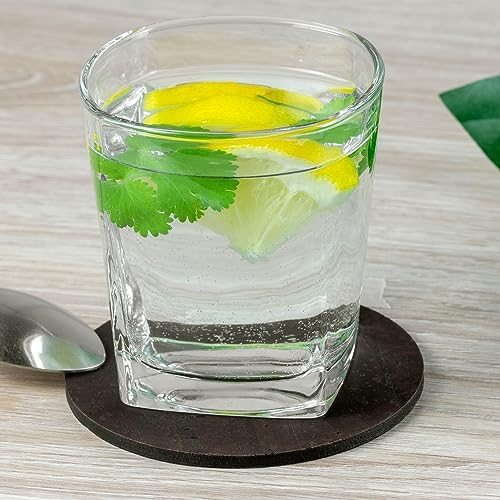 Coasters for Drinks 4 Pcs Cork Vegan Round Edge Sturdy Light Weight Drink Coaster with Holder Table Housewarming Home Kitchen Decor Gift Set for Women Men Brown Color - Image 3