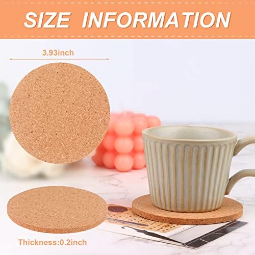 200 PCS Cork Coaster Bulk for Drink Absorbent 4 Inches Tea or Coffee Coaster Set Round Heat Resistant Bar Cup Mat Reusable Table Blank Gift for DIY Craft Holiday Wedding Birthday Party Supply - Image 2