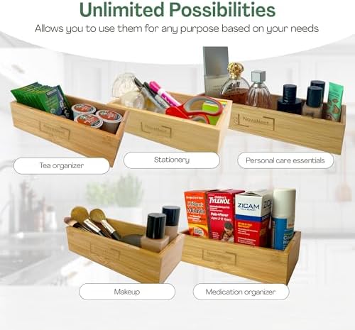 4PCS Bamboo Storage Bag Organizer Set Multi-Use Baggie Organizers for Gallon, Quart, Sandwich, Snack Food Bags, Tea Bag, Silverware, Ideal for Kitchen, Office, Makeup, Bathroom, Utensil, Junk Drawer - Image 7
