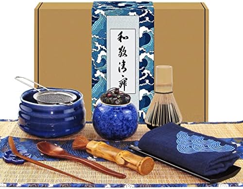 Artcome 12Pcs Japanese Matcha Tea Set - Bowl, Bamboo Whisk, Holder, Brush and Screen - Handmade Ceremony Kit for Traditional Tea Ceremony by Artcome