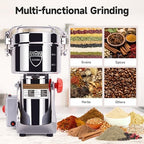 Goldtouch 1000g Grain Mill Grinder 3000W Electric Stainless Steel Grain Grinder High-Speed Pulverizer Powder Machine for Dry Wheat, Oats, Corn, Pepper and Coffee Beans (1000g Swing Type) - Image 2
