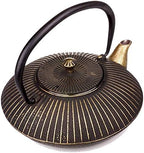 1100ml Flat Japanese Cast Iron Teapots Tetsubin Tea Kettle With Stainless Steel Infuser/Strainer Set, Anti Rust Enameled Interior - Image 2