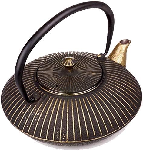 1100ml Flat Japanese Cast Iron Teapots Tetsubin Tea Kettle With Stainless Steel Infuser/Strainer Set, Anti Rust Enameled Interior - Image 2