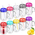 Suclain Plastic Mason Jars with Handles, Lids and Straws, Classic Color by Suclain