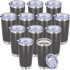 20oz Tumbler Insulated Coffee Tumblers with Lid Stainless Steel Grey 12P by AEPDTD