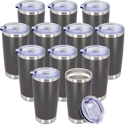 20oz Tumbler Insulated Coffee Tumblers with Lid Stainless Steel Grey 12P by AEPDTD