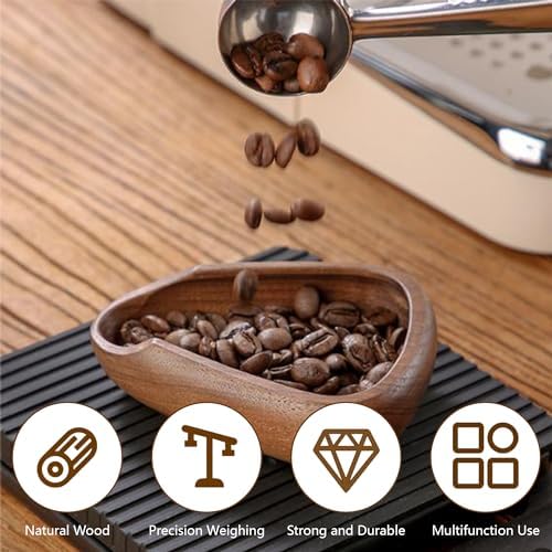 Coffee Bean Dosing Cup: Wooden Espresso Dosing Cup, Weigh Coffee Bean Container Tea Vessel - Coffee Scoop Sample Display Tray, Coffee Bar Accessories (3Pcs) - Image 4