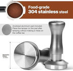 MEION 51mm Espresso Tamper, Calibrated Dual Spring Loaded Coffee Tamper Fits Delonghi CASABREWS and Atatix 51mm Espresso Machines, Stainless Steel Base with Aluminum Storage Pad - Image 4