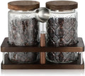 Suclain Glass Coffee Grounds Container with Shelf 2 x 34 oz Glass Coffee Bean Storage Canisters with Airtight Thread Lid and Measuring Spoon Food Storage Jars for Kitchen Sugar Nut by Suclain