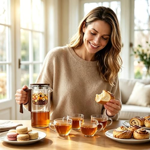 Magnetic Teapot, 30.4oz High Borosilicate Glass Teapot with Infuser, Loose Leaf Tea Steeper Pot, Heat Resistant Enchanti Tea Pot with Infusers for Herbal Leaf Brewing - Image 7