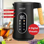 Brentwood 1100W 1.7L Cordless Cool Touch Digital Kettle with Stainless Steel Interior, Temperature Control with 4 Presets, 360° Base, Auto Shut-Off, Keep Warm, & Boil Dry Protection (Black, 1.7L) - Image 4