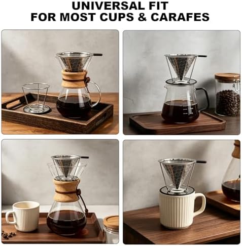Pour Over Coffee Dripper–Stainless Steel Paperless Reusable Filter - Image 6