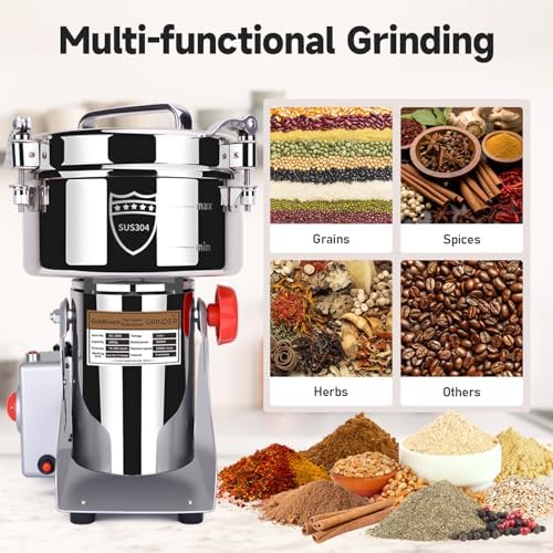 Goldtouch 2000g Grain Mill Grinder 3600W Electric Stainless Steel Grain Grinder High-Speed Pulverizer Powder Machine for Dry Wheat, Oats, Corn, Pepper and Coffee Beans (2000g Swing Type) - Image 2