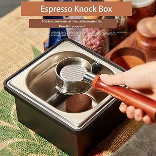 Coffee Knock Box, Stainless Steel Dump Bin Espresso Knock Box for Coffee Grounds with Removable Non-Slip Base Shock-Absorbent for Knocking Portafilter Filter Grinds (L) - Image 3