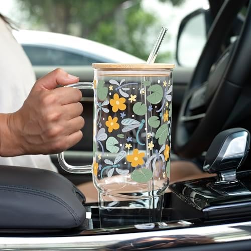 Sip-Sip Hooray! Dragonfly Garden 40oz Glass Tumbler with Lid and Straw - Image 5