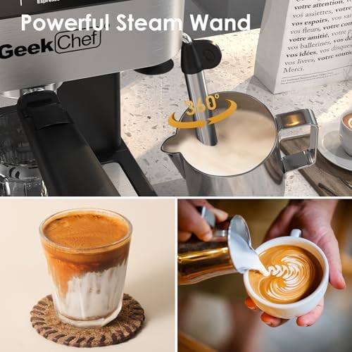 Geek Chef Espresso Machine with Milk Frother, 20 Bar Espresso & Latte Maker - Image 3