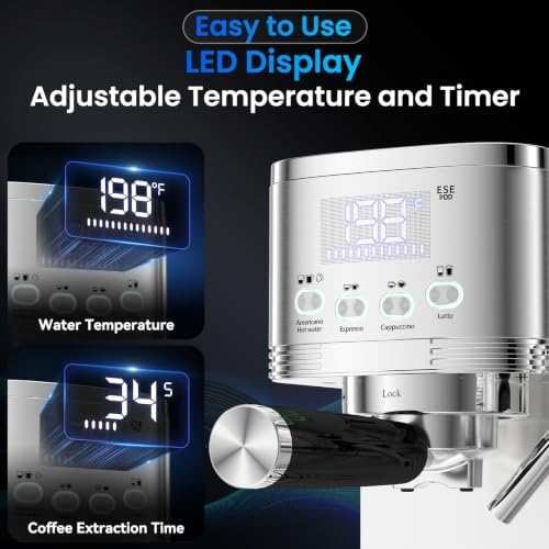 URintells Cuising Espresso Machine with Stepless Adjustment Milk Frother - Image 2