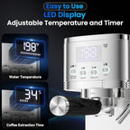 URintells Cuising Espresso Machine with Stepless Adjustment Milk Frother - Image 2