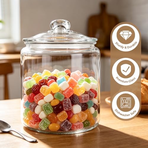 Masthome 1 Gallon Glass Jar with Lid,Wide Mouth Cookie Jar for Pantry - Image 2