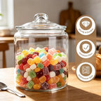 Masthome 1 Gallon Glass Jar with Lid,Wide Mouth Cookie Jar for Pantry - Image 2