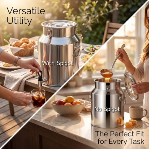 Water Dispenser with Spigot, Airtight Stainless Steel Milk Can - Image 5