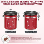 ShanSon Coffee Canister Airtight, Stainless Steel Bean Storage Container with Date Tracker & Scoop, Grounds Sugar Flour Tea Cereal Fits Kitchen Pantry, Ideal Gift for Coffee Lovers,12oz,Red - Image 2