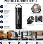 Portable Electric Kettle, Thskeatt Vacuum Stainless Steel Double Wall Travel Electric Kettle, Fast Boil, Auto Shut-Off, Keep Warm, for Travel Camping Office Coffee Tea - Image 3
